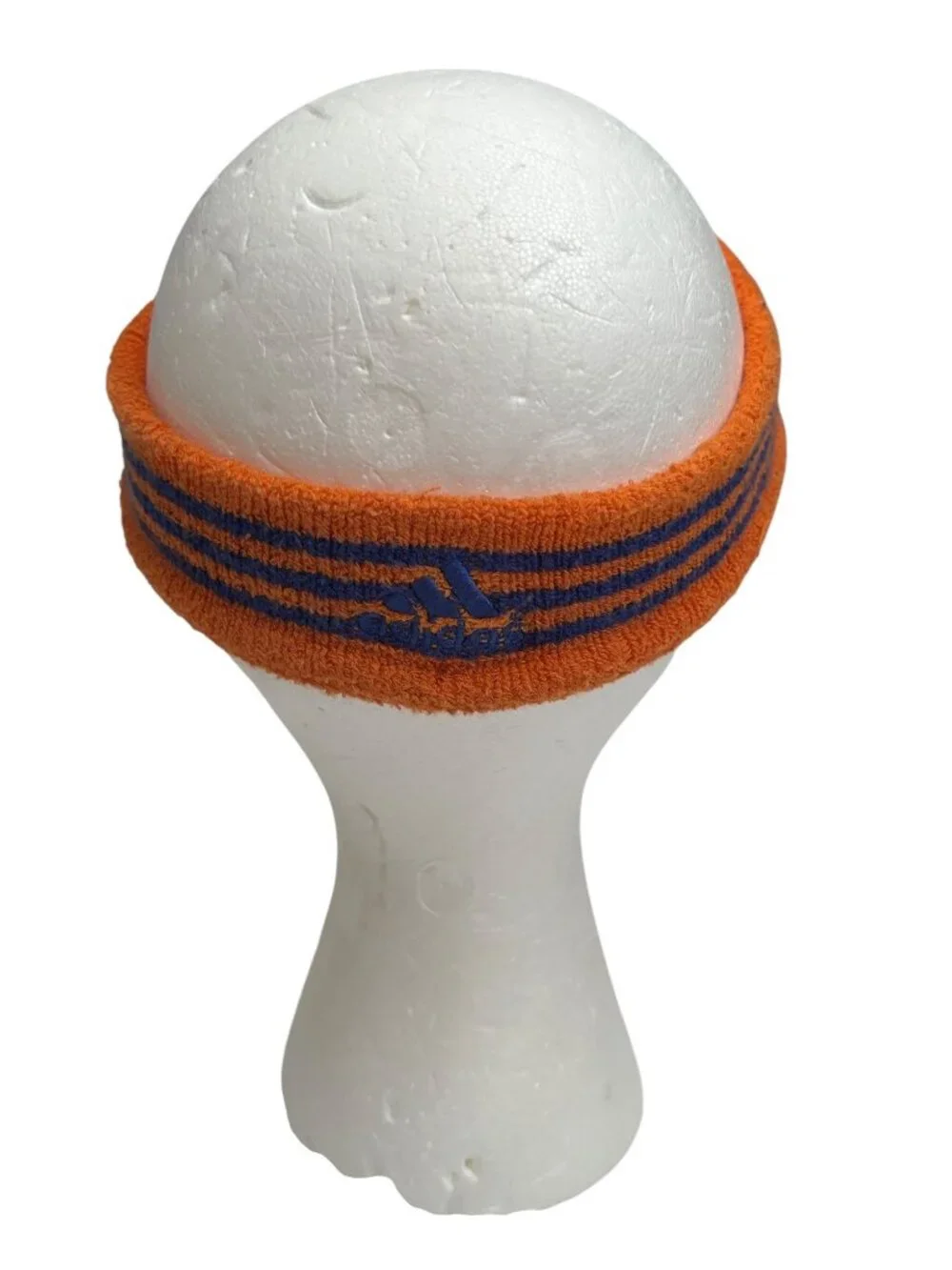 Vintage Adidas Terrycloth Orange & Blue Striped Sun Visor Cap